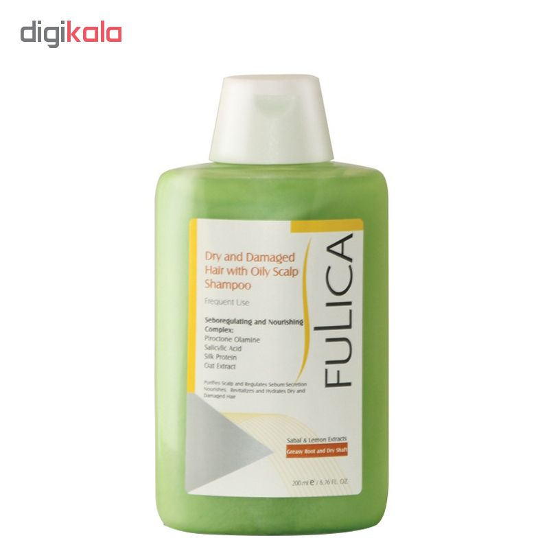 شامپو موی مخصوص پوست سر چرب و موهای آسیب دیده فولیکا مدل Dry And Damaged Hair حجم 200 میلی‌لیتر، ترمیم‌کننده، کاهش‌دهنده چربی، صاف‌کننده، حاوی عصاره جو دوسر و لیمو