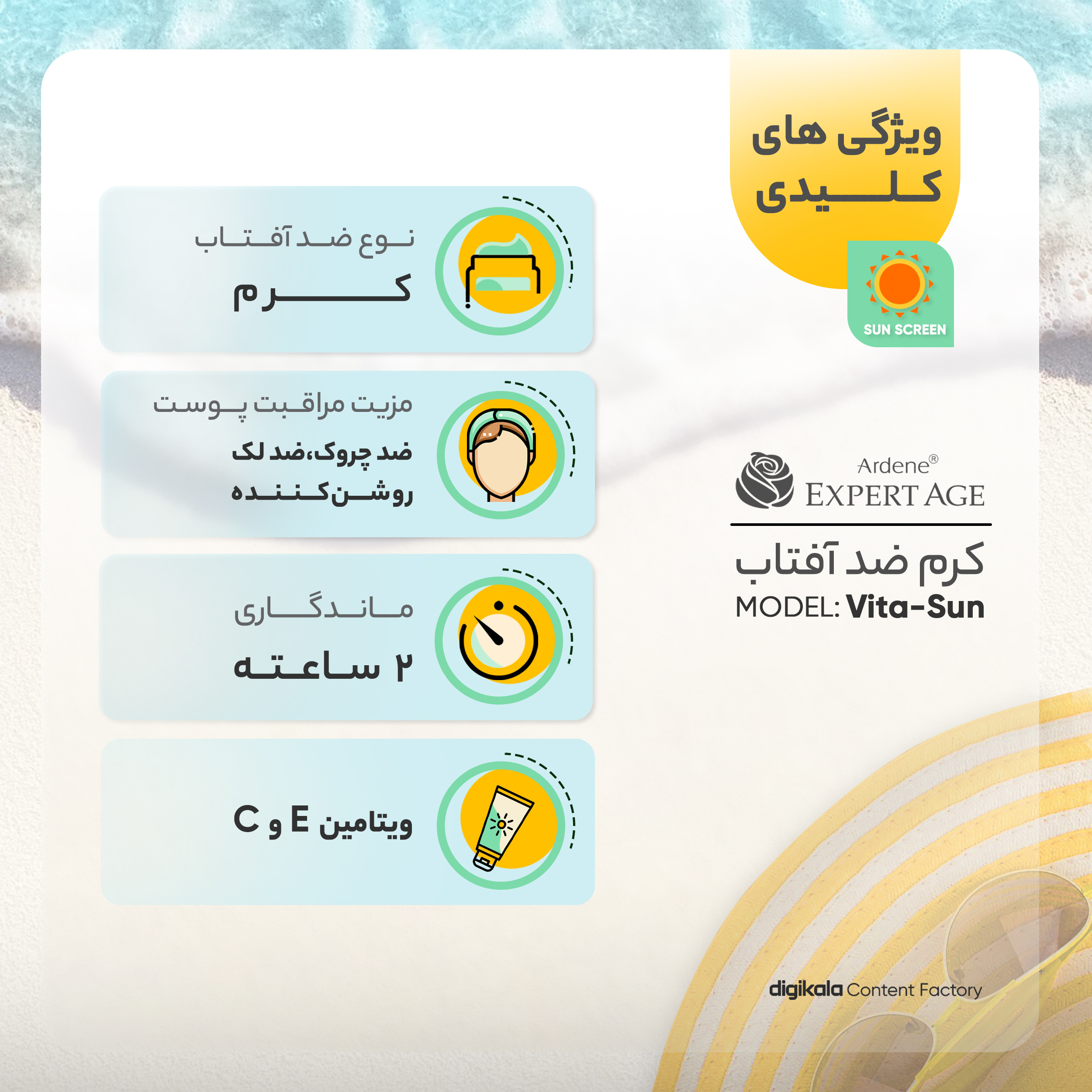 کرم ضدآفتاب آردن اکسپرت ایج مدل Vita-Sun، حجم 45 میلی‌لیتر